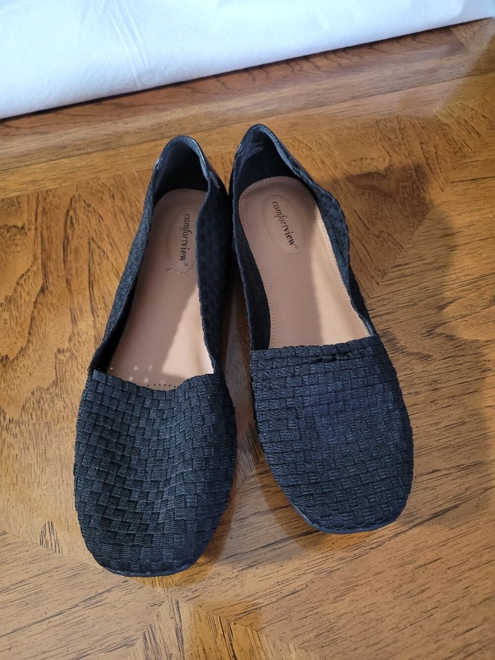 Bethany Black Woven Comfortview Stretch Slip On Shoes Size 12 wide width